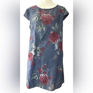 MADE IN ITALY 🇮🇹 Floral Blue Dress with Red Accents